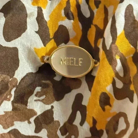 CARLOS MIELE Beige Yellow Gold Leopard Print Ruffle Detail Mini Dress Size XS - Picture 10 of 12